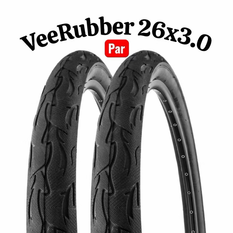 Par Pneu Bicicleta Vee Rubber Aro 26 X 3.0 Bike Slick Flame Balão.