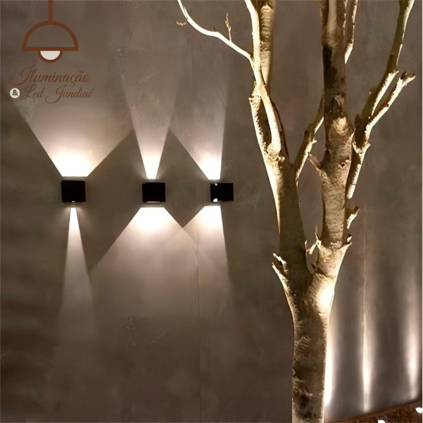 Arandela Preta 2 Fachos Alumínio GU10 IP65 Moderna Parede Fachada Muro Área Decorativa Iluminação