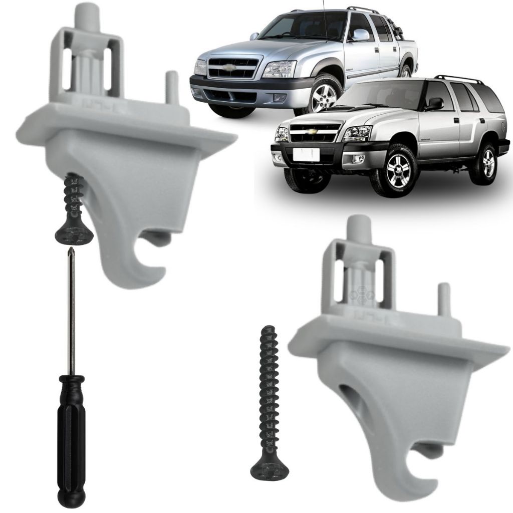 Kit 02 Grampo Presilha Suporte do Quebra Sol Para Chevrolet Gm S10 Blazer 1995 Até 2011