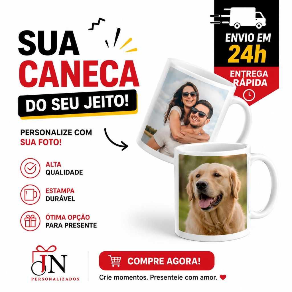 Caneca Personalizada com Sua Foto Sua Arte Aqui Logo Empresa Com Foto Frase Presente Criativo Brinde Para Eventos