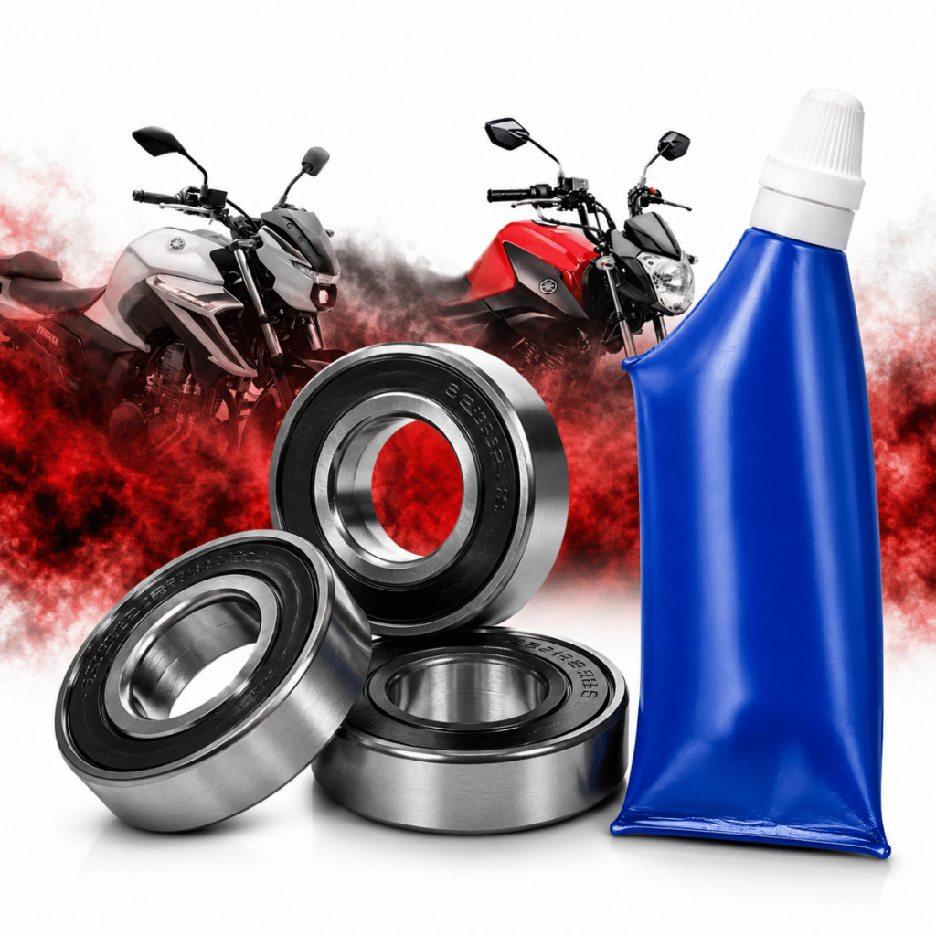 KIT ROLAMENTO RODA TRASEIRA + GRAXA AZUL YBR125 FACTOR 125 150 FAZER 150 250 FZ25