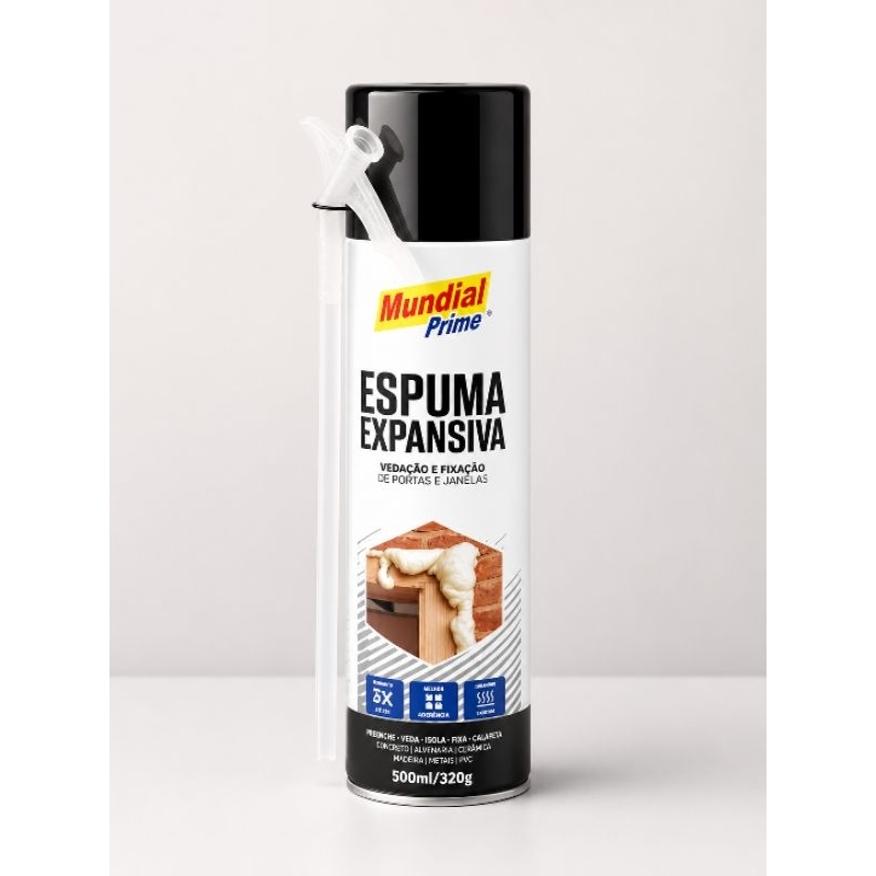 Espuma Expansiva Mundial Prime 500ml/320g Vedação Fixação Portas Janelas Construção
