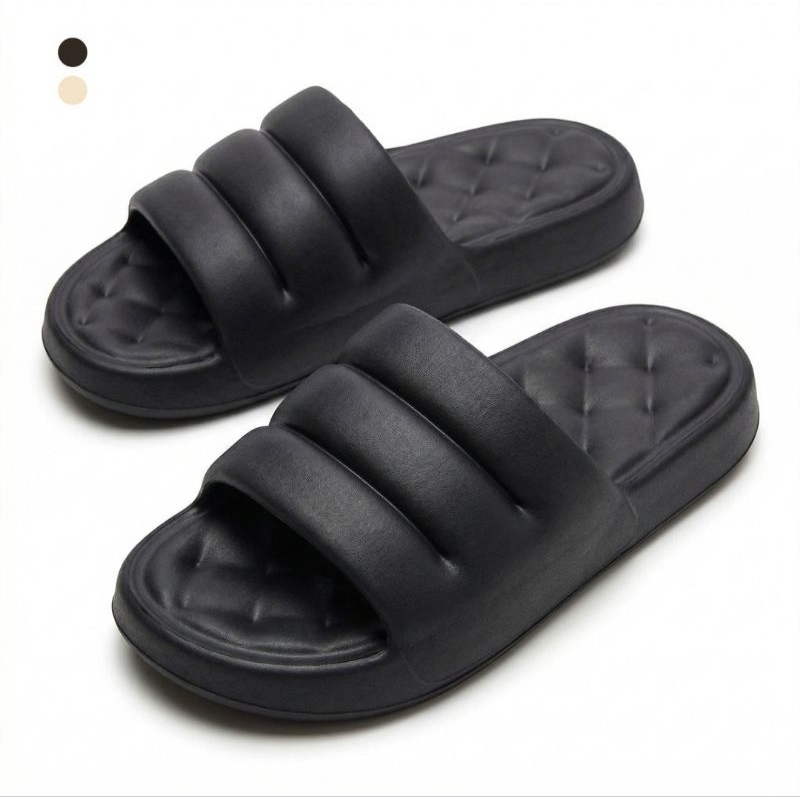 Chinelo Slide Nuvem EVA Macio Antiderrapante Confortável Unissex Preto/Caqui