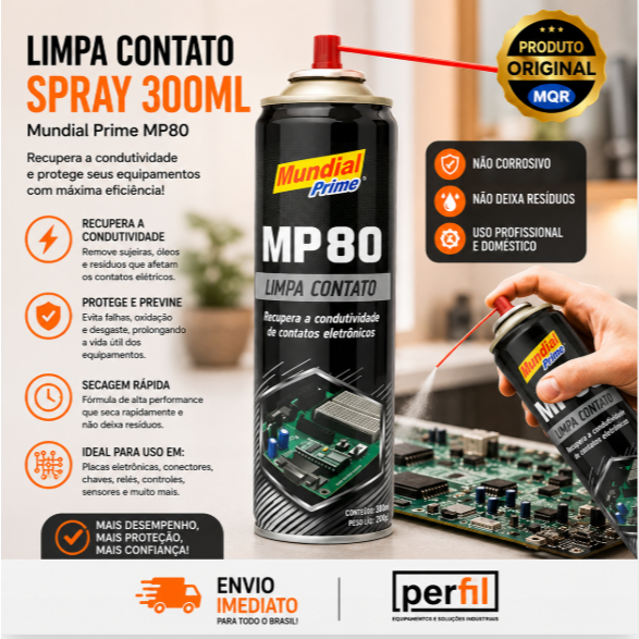 LIMPA CONTATO SPRAY 300ML MUNDIAL  limpa contato automotivo E eletronico limpa contato mp80