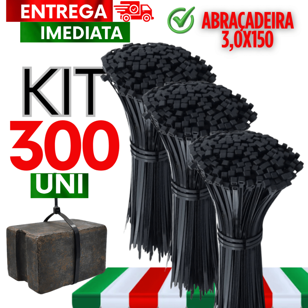 Abraçadeira Nylon Enforca Gato Preta 3,0x150mm Cintas Plásticas Lacres Fios Cabos Utilidades
