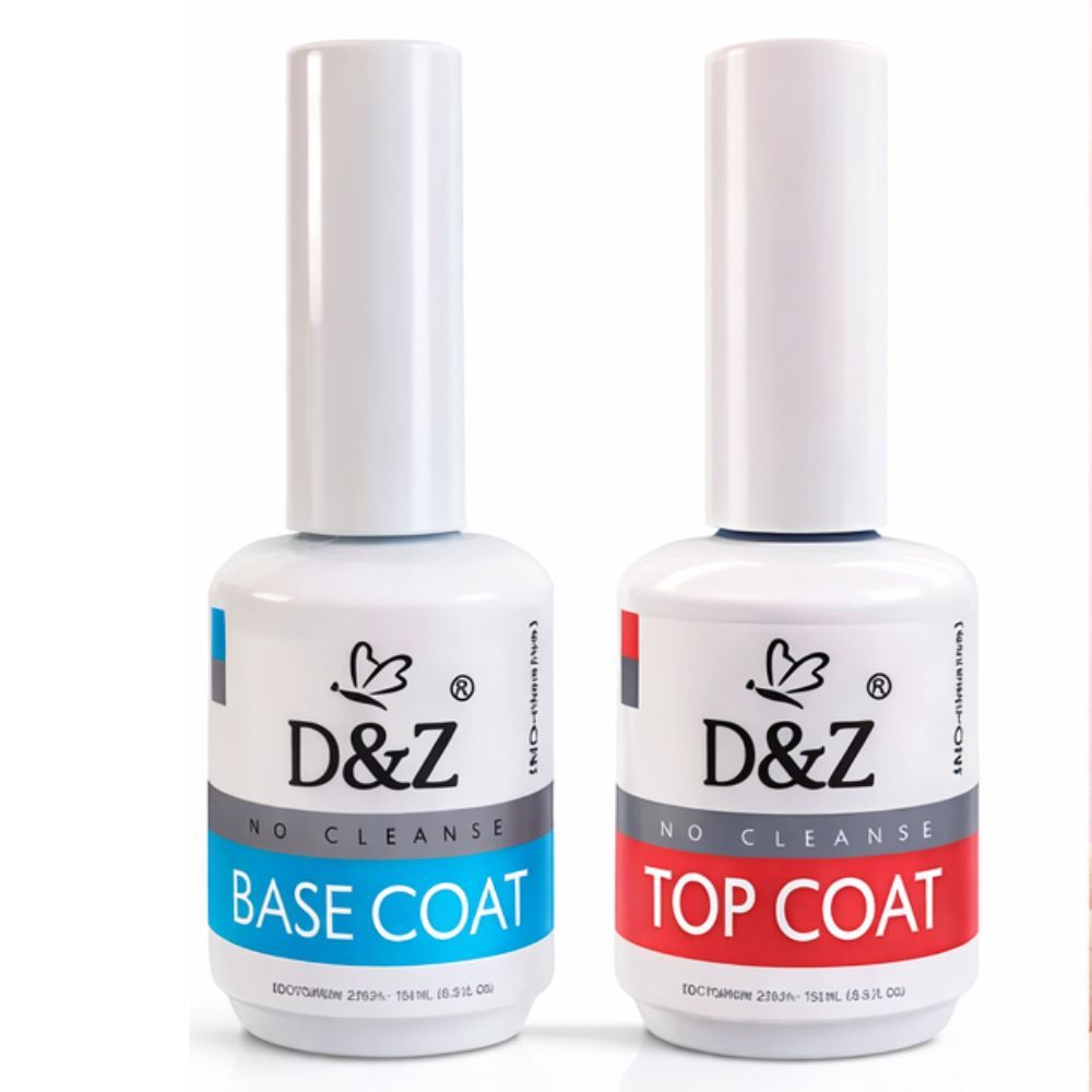 Kit Base Gel + Top Coat DZ Blindagem Profissional 15 Dias Brilho Intenso Não Descama Unhas Gel