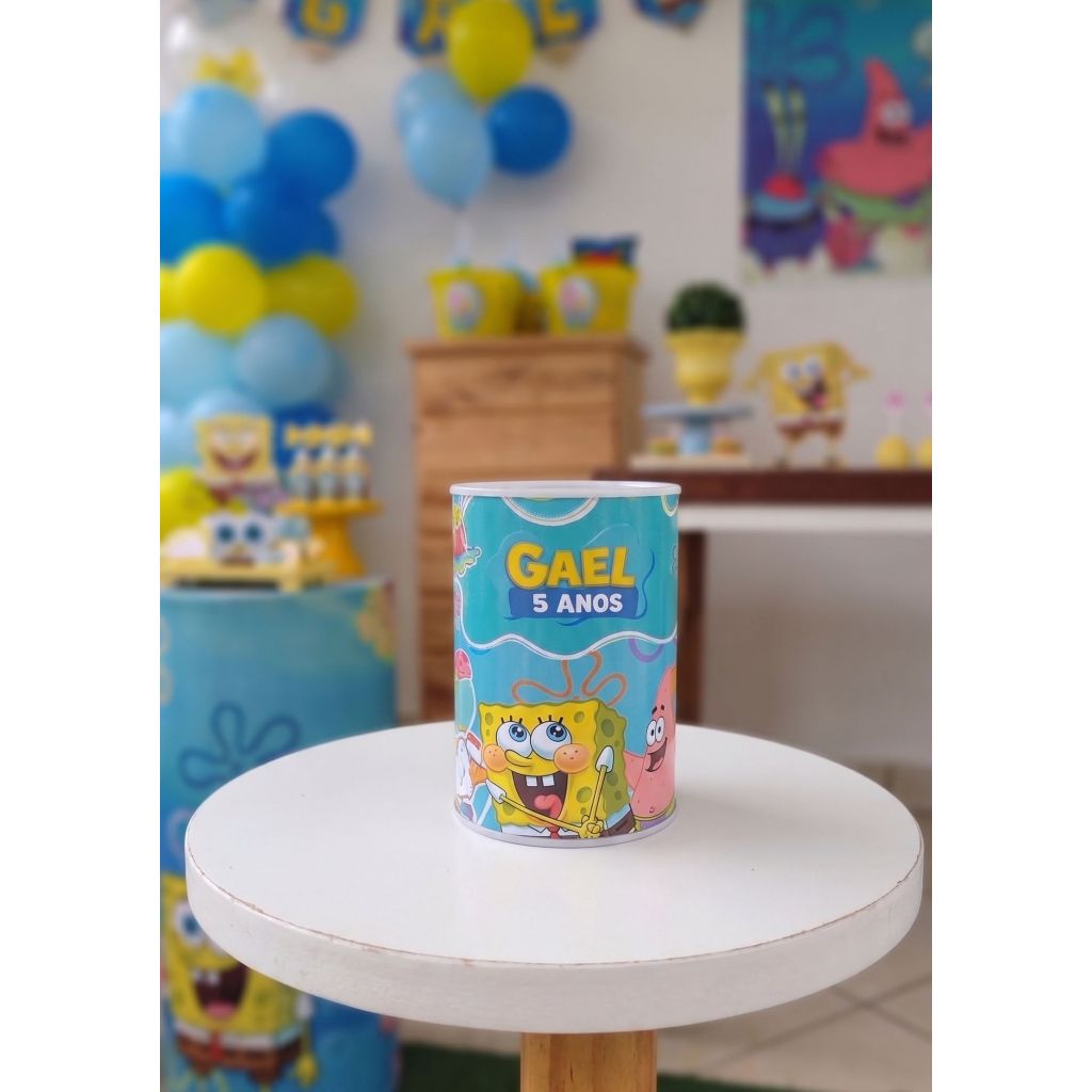 Cofrinho Bob Esponja | Personalizado Lembrancinha - Aniversário | Decoração Bob Esponja