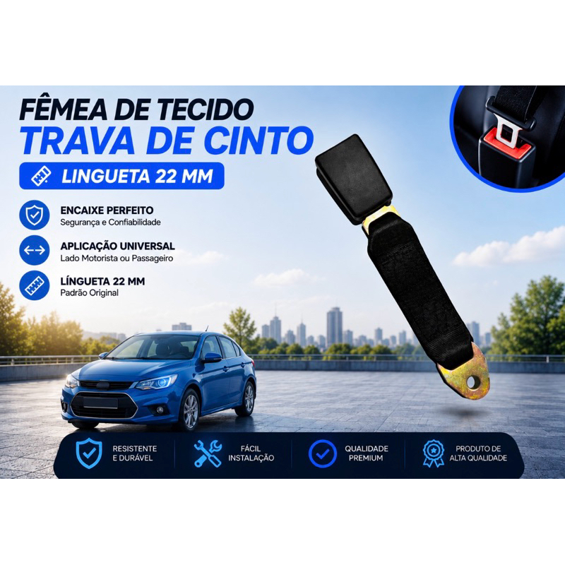 PARTE FÊMEA FECHO PARA CINTO DE SEGURANÇA CHEVROLET, VOLKSWAGEN VW, FIAT, FORD, HYUNDAI, RENALT, HONDA, PEUGEOT, CITROËN