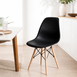 Cadeira Eiffel Eames Pés De Madeira Sala Quarto Escritório Moderna Wood Design Premium