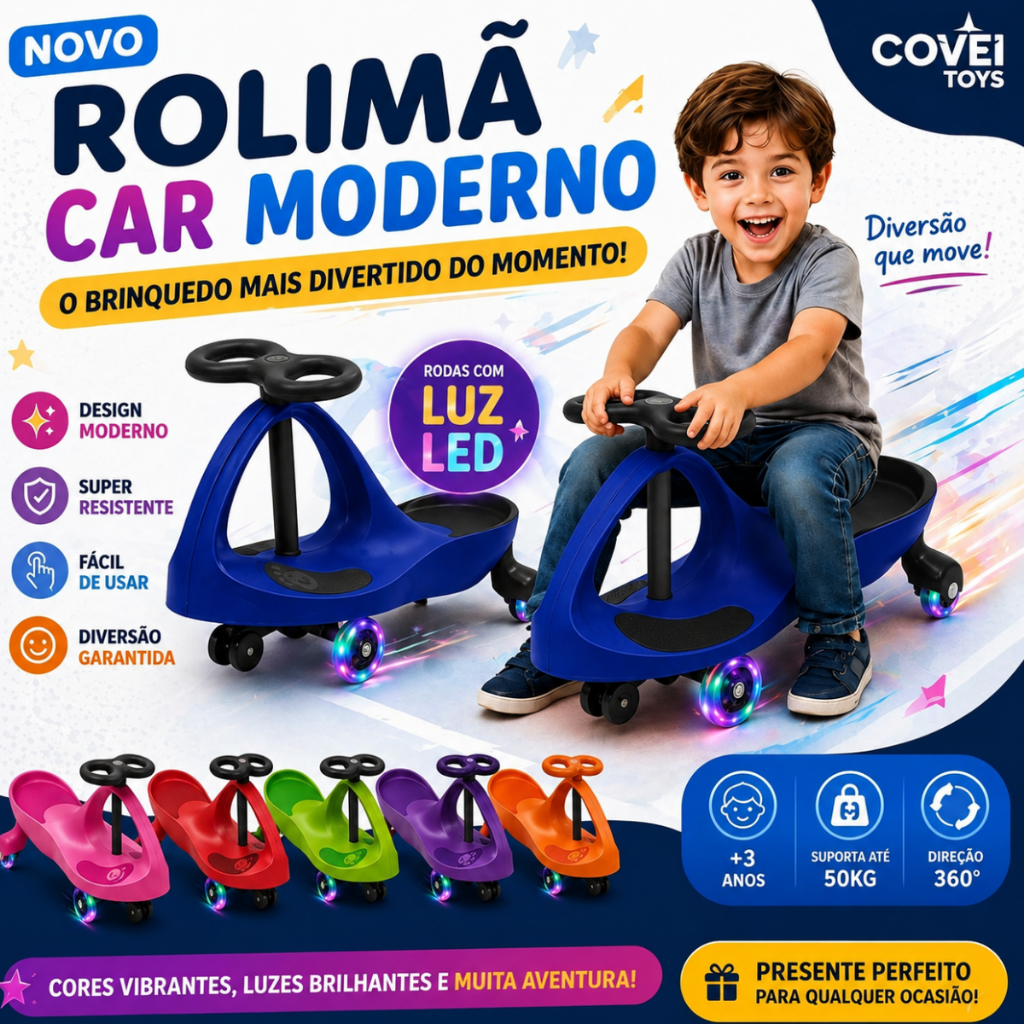 Carrinho De Rolimã volante 360 Drift Carrinho de Rolimã Infantil com Volante 360° e Rodas LED