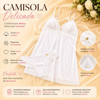 CAMILOSA BRANCA COM CALCINHA G AO GG