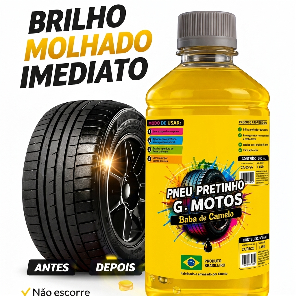 Baba de Camelo 500ML Pneu Pretinho G Motos Brilho Imediato - PRODUTO ORIGINAL G MOTOS