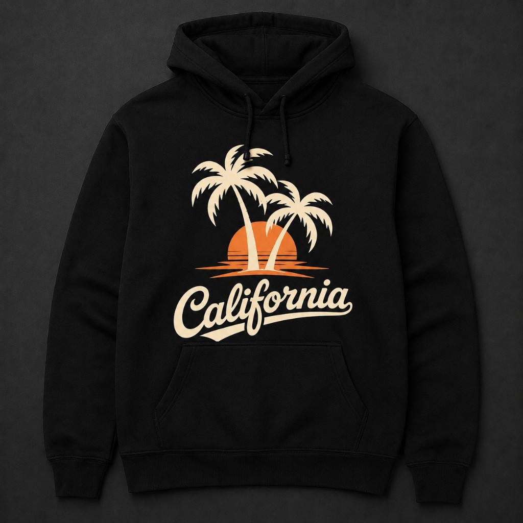 Moletom California Masculino Feminino Canguru Flanelado Preto Com Capuz Estampado Casual