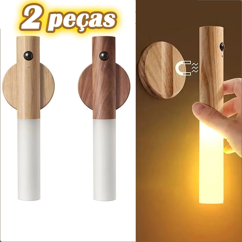 Kit 2Luz Noturna Inteligente com Sensor de Movimento LED Lâmpada Magnética Recarregável Sem Fio para Parede ou Cabeceira