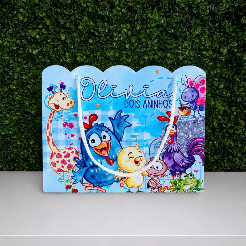 Sacolinha GALINHA PINTADINHA Personalizada / Bolsinha Lembrancinha Aniversário / PEGUE E MONTE