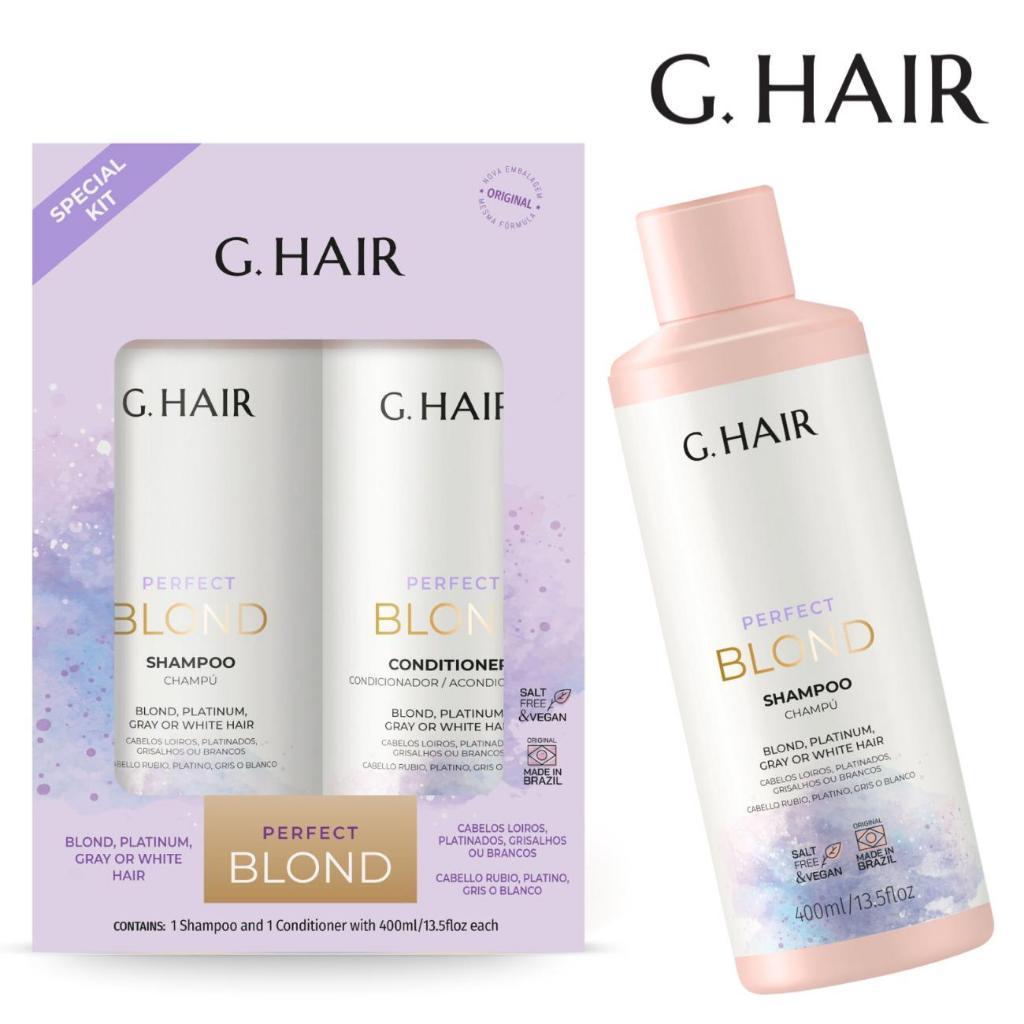 Ghair - Kit Perfect Blond Sha. + Cond. Desamarelador e Matizador Cabelo Loiro e Grisalho 400ml
