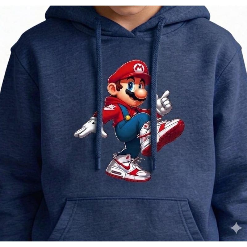Moleton Canguru Blusa De Frio Casaco Infantil  Unissex Mario Bros Premium  Trend