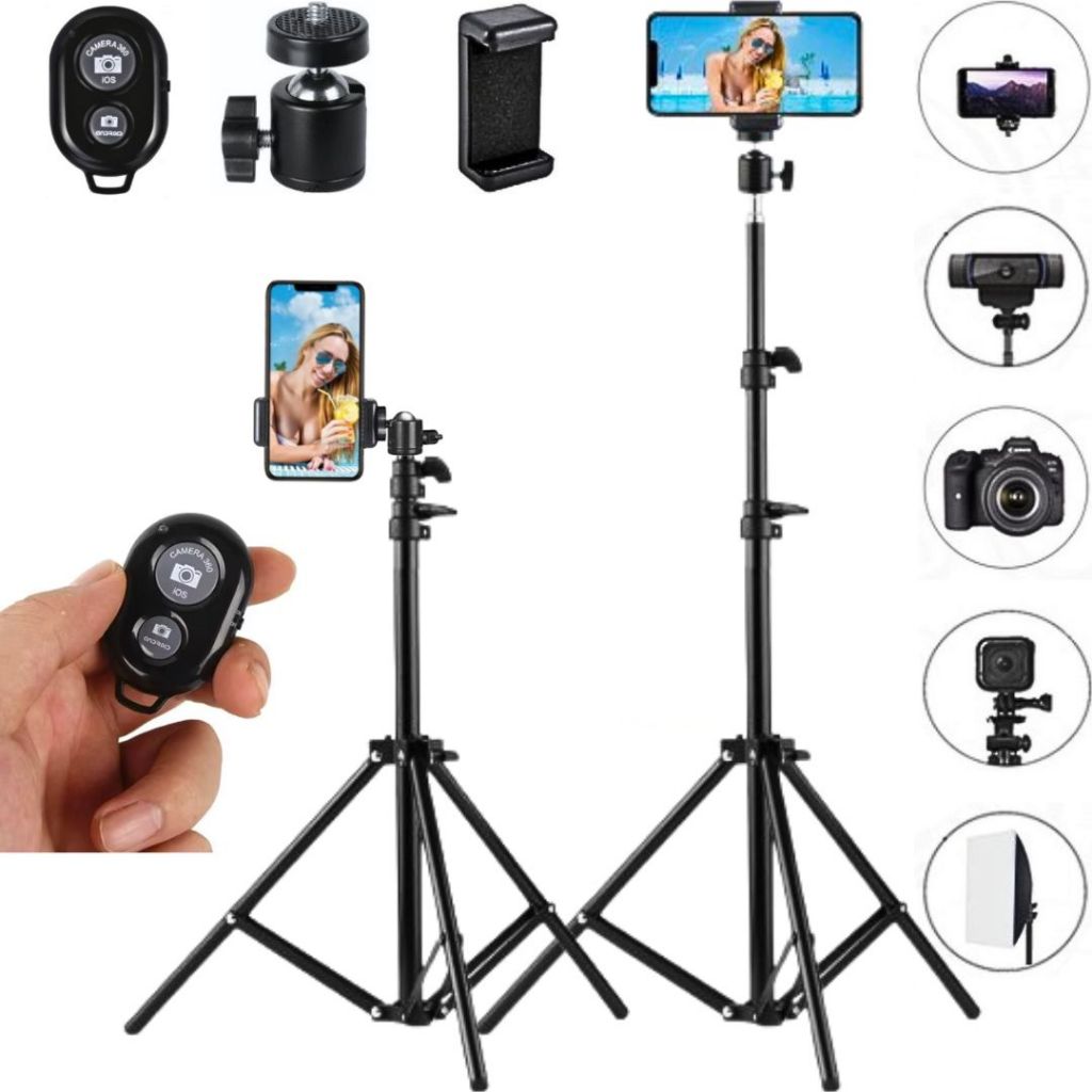 Tripé Pedestal 2m Suporte Para Celular Iphone Câmera Foto Vídeo Profissional Cabeça Articulada