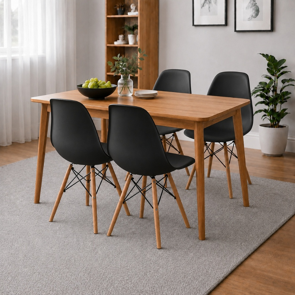 Kit 4 Cadeiras Eiffel Eames Moderna Pés de Madeira Sala Jantar Cozinha Escritório Várias Cores