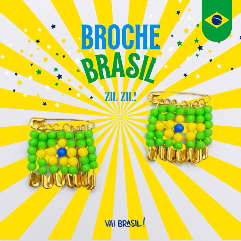 Broche Do Brasil De Miçanga E Alfinete Bandeira Torcedor Copa Do Mundo Olimpíadas Acessório Artesanal Brazilcore Pin