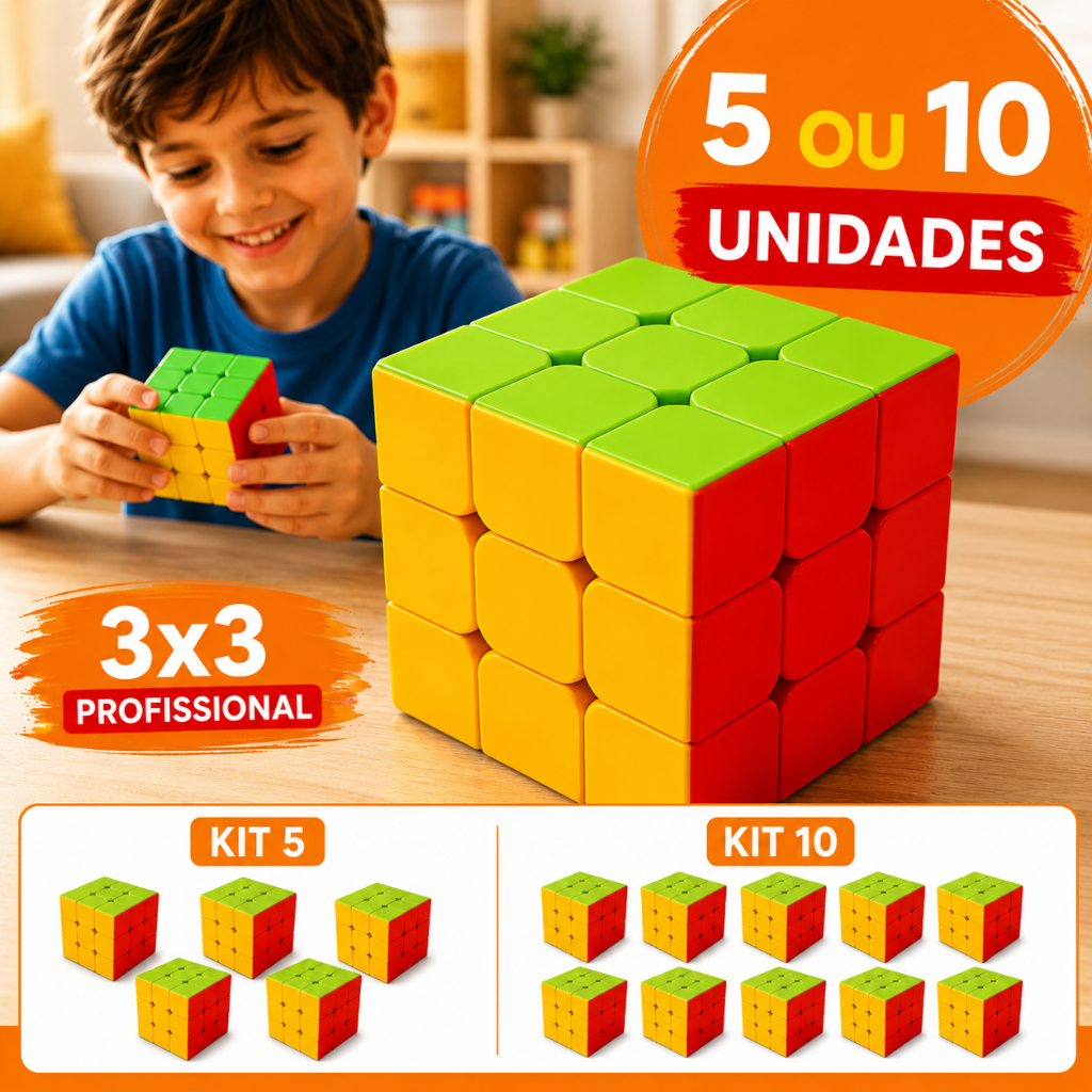 Kit 5 e 10 Cubos Mágico Profissional 3x3x3 Original Anti Stress Quebra Cabeça Brinquedo Educativo Crianças Adulto