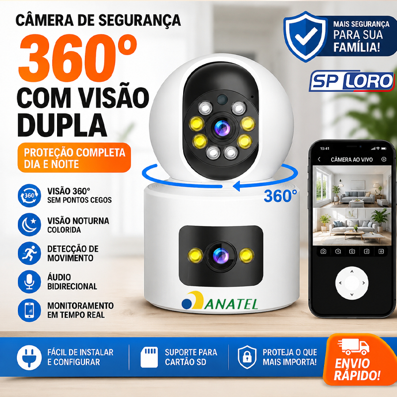 Câmera de Monitoramento Interno 4MP com Plugue WiFi Nuvem TF e Voz em 2 Vias 360° P05