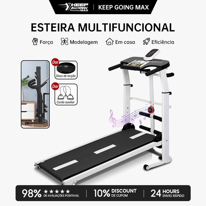 KEEP Esteira de Caminhada Mecânica Self Machine Branca com Display suporta 120kg