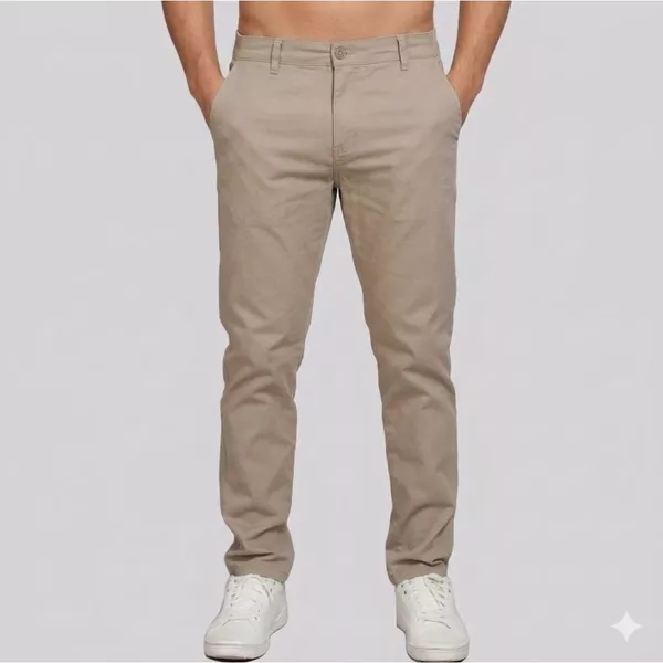 Calça Sarja Masculina Bege Moda Outono Inverno Calça Elegante Masculina 26