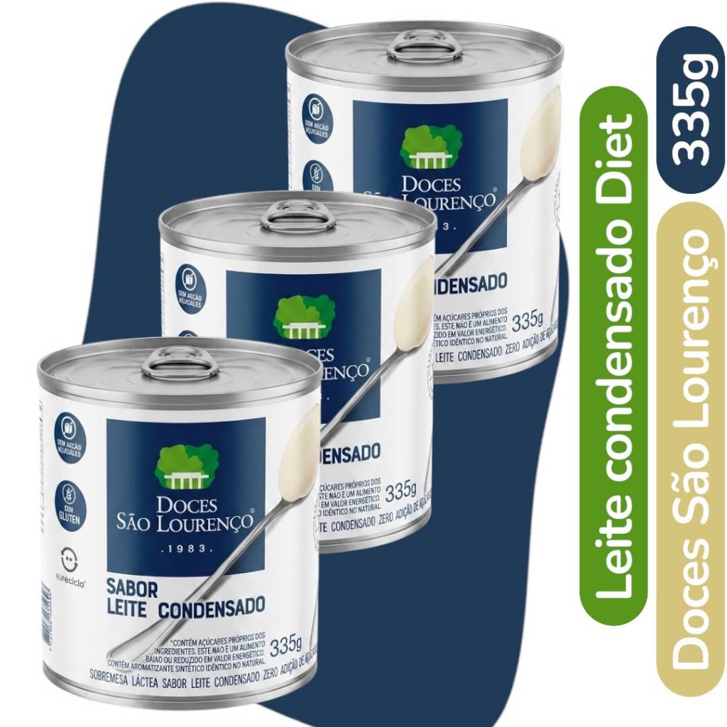 Kit 3 Doce Sabor Leite Condensado Diet São Lourenço Zero Açúcares Adicionados 335g 0 acucar acucares