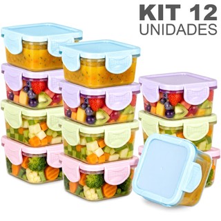 Kit 12 Potes Para Congelar Papinha 50Ml Tampa Hermética Porta Leite Em Pó Introdução Alim…
