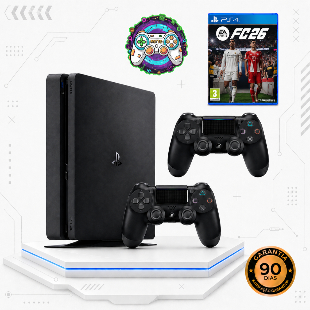 Playstation 4 - Slim 1 TERA ou 500 GB - Vídeo Game Completo + 1 Jogo Surpresa + 90 dias de garantia COM NOTA FISCAL