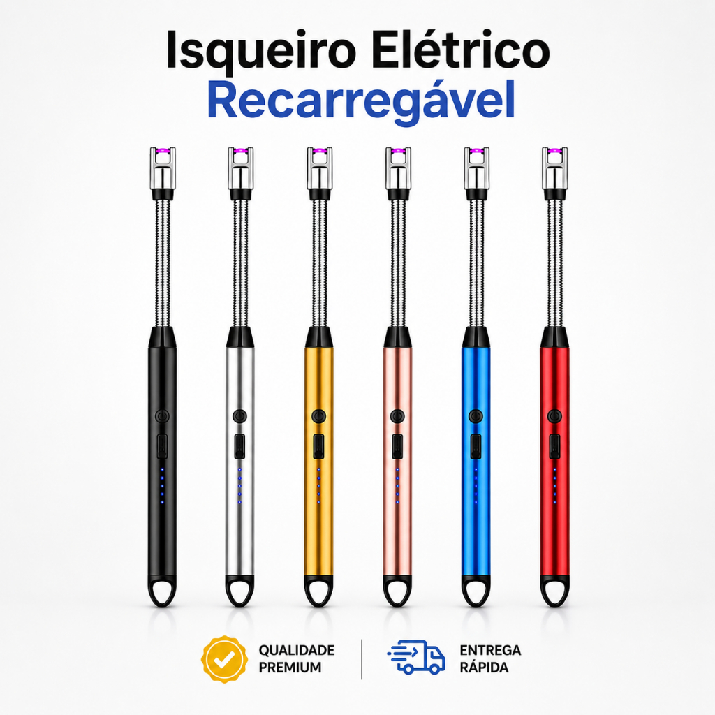Isqueiro Elétrico Recarregável USB Acendedor Fogão Plasma Arco Flexível Cozinha Churrasqueira