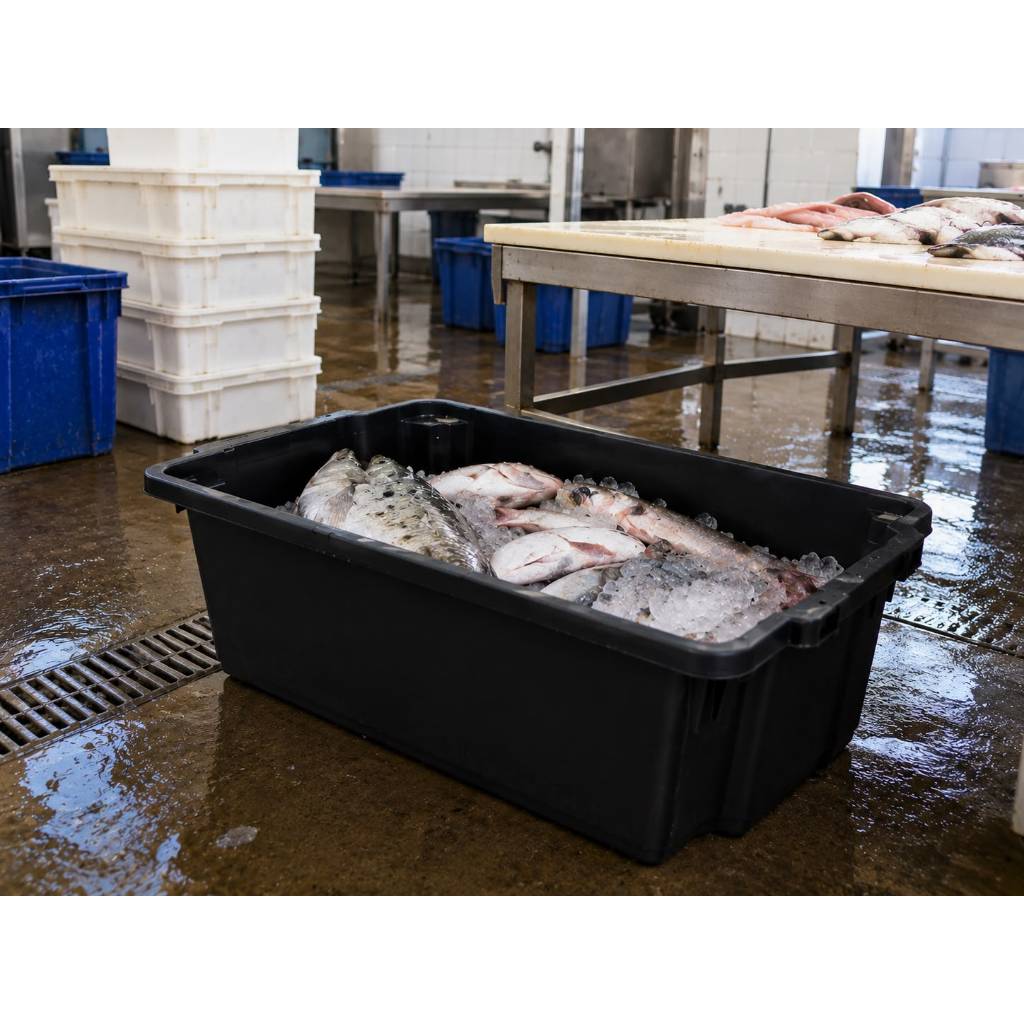 Caixa de Pescado / Caixa Utilidades / Caixa Plástica Preta / Caixa 40 Litros / Caixa Multiuso