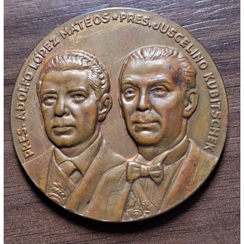 Medalha da visita do Pres. Adolfo Mateos, México, ao Brasil (JK), 1960, bronze