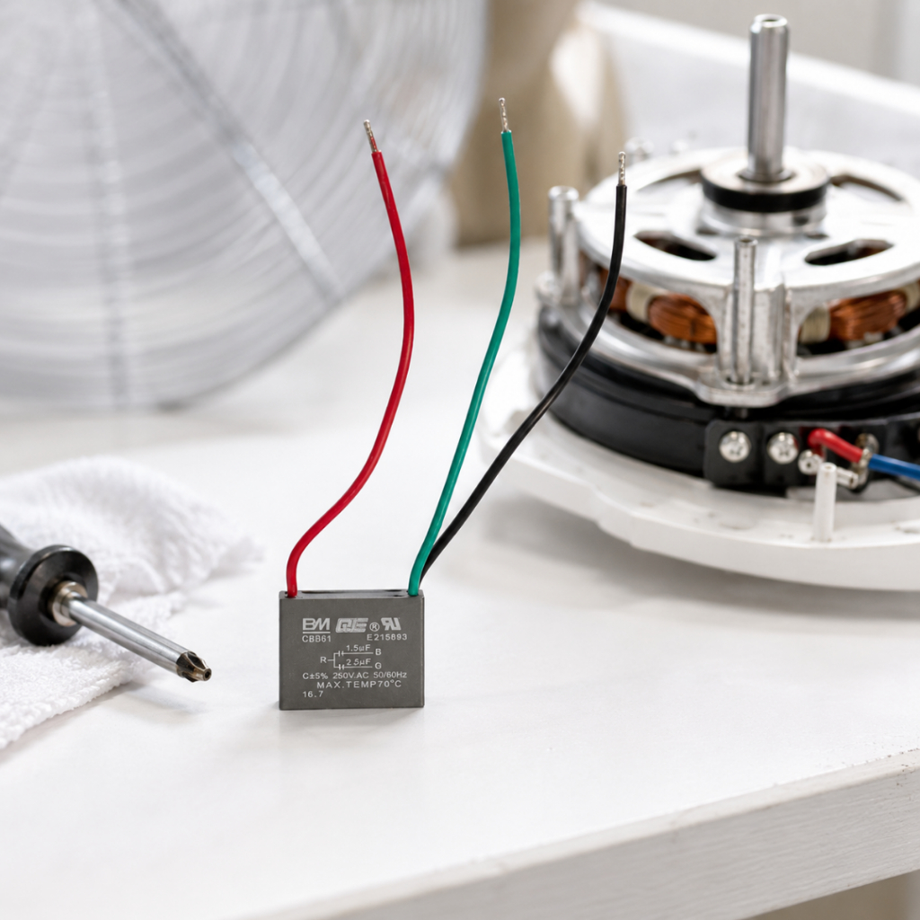 Capacitor Duplo Ventisol CBB61 3 Fios 0,7+0,9uF 400VAC Para Ventilador 127V 220V MX Motor Ventilador