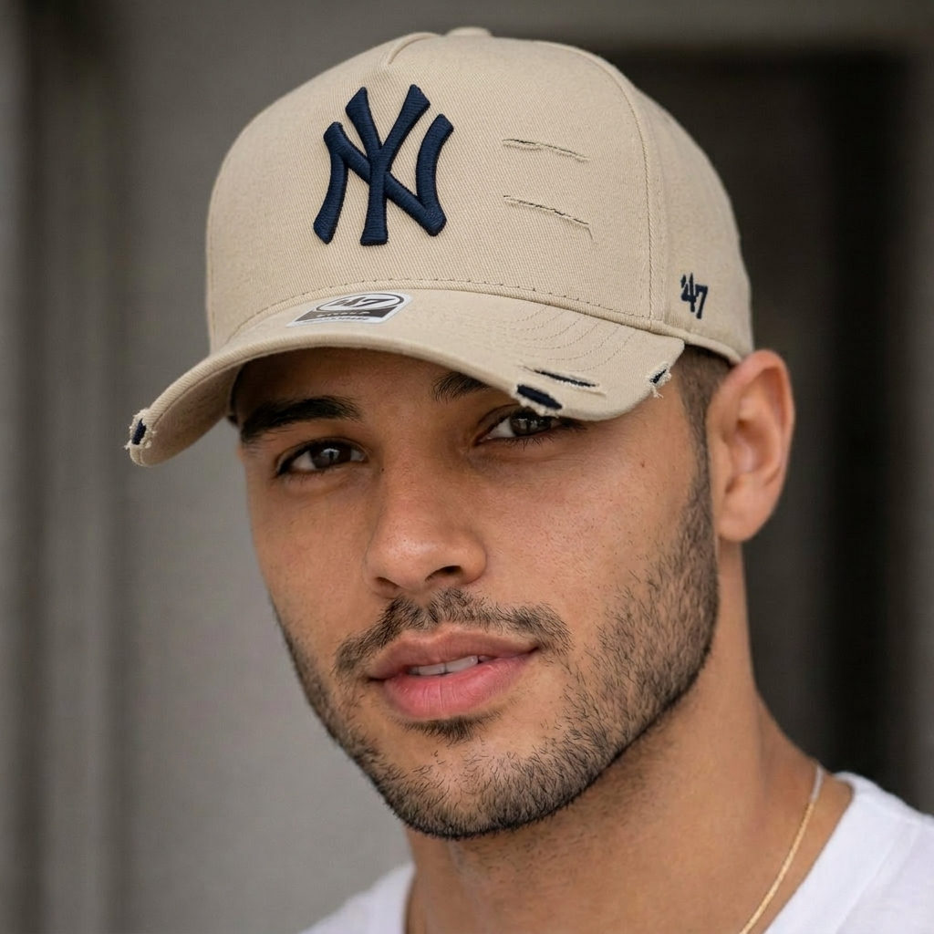 Boné NY New York Aba Curva Ajustável Feminino e Masculino Streetwear Destroyed Premium
