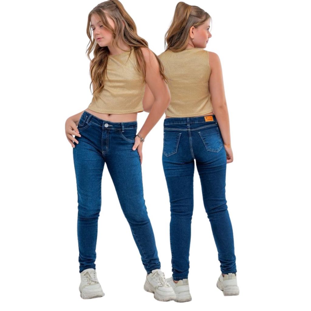 Calça Jeans Infantil Menina  - Juvenil C/ Lycra  Skinny Tamanhos: 8 10 12 14 e 16 Anos