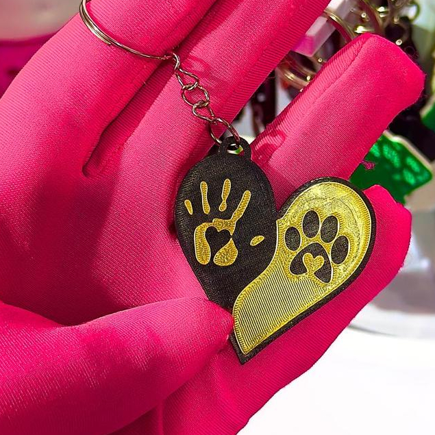 Mini adesivo exclusivo - coraçãozinho com mão e patinha pet
