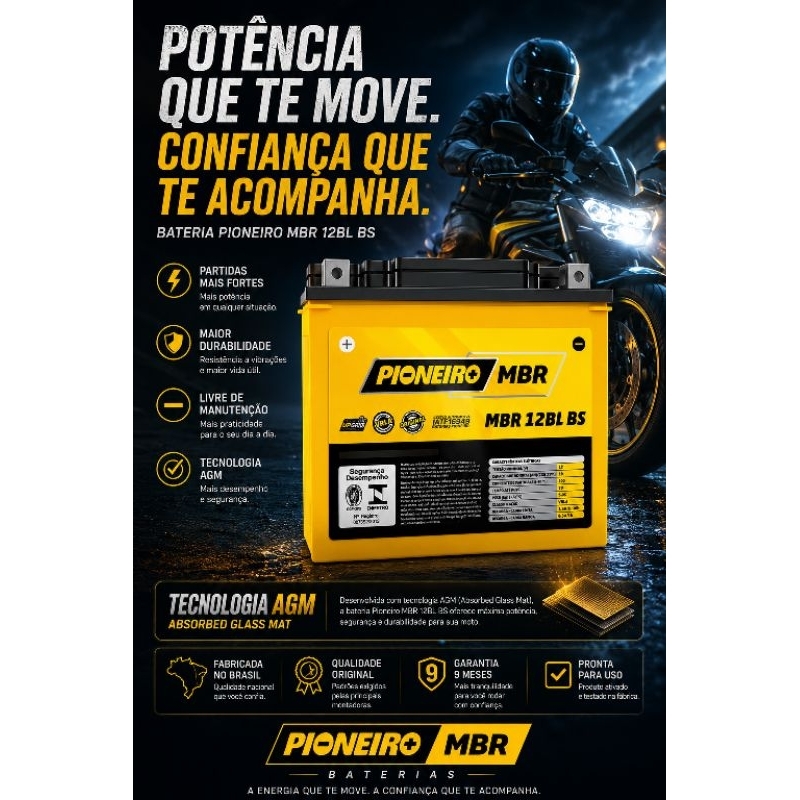 Bateria Xj6 Pioneiro Mbr 12bl Bs — imagem 2 de 2