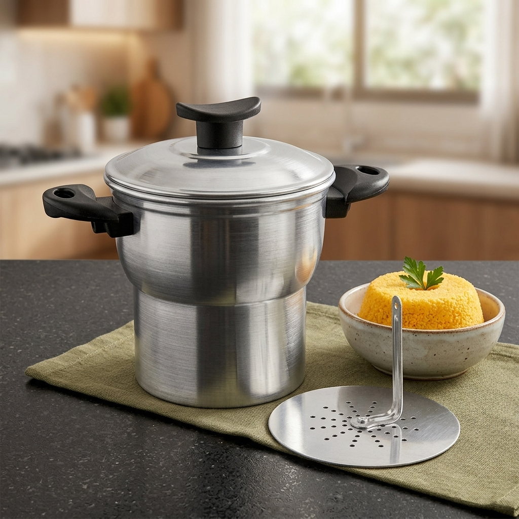 Cuscuzeira Alumínio 14cm 1650ml Cozedor A Vapor Legumes Cuscuz cuzcuzeiro nordestino