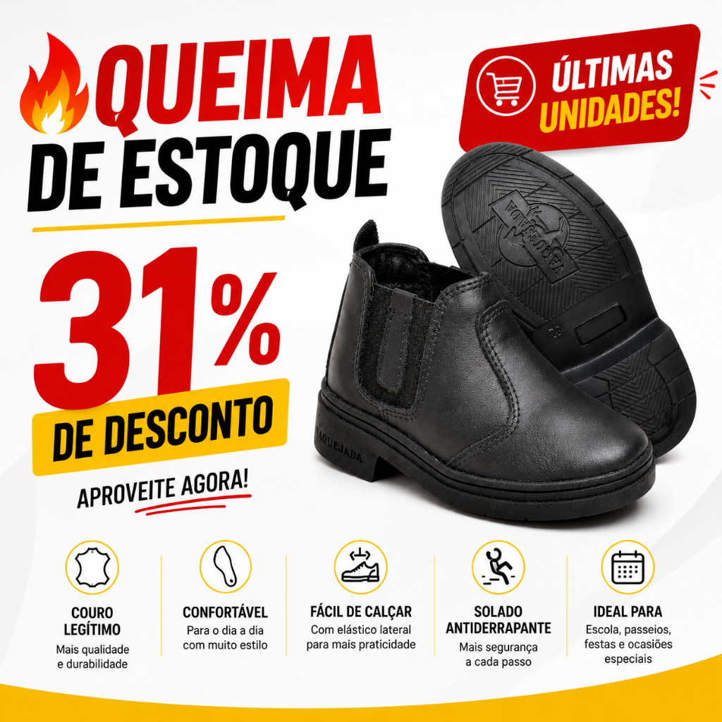 Botina Infantil Estilo Country em Couro Sola Borracha Envio Rápido