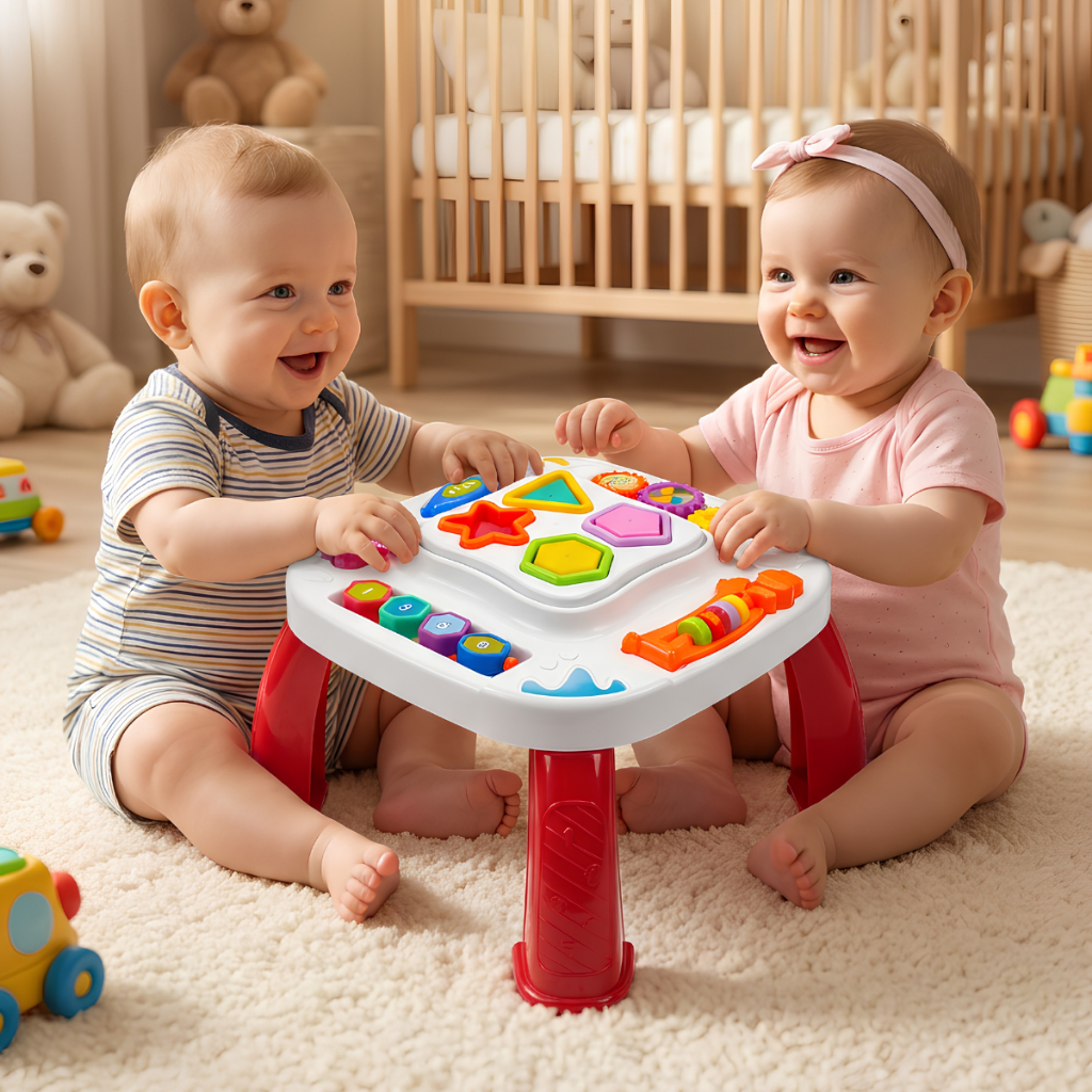 Mesinha Didática Infantil Educativa Sensorial Para Bebê Mesa Divertida Atividades Interativas Formas Encaixar