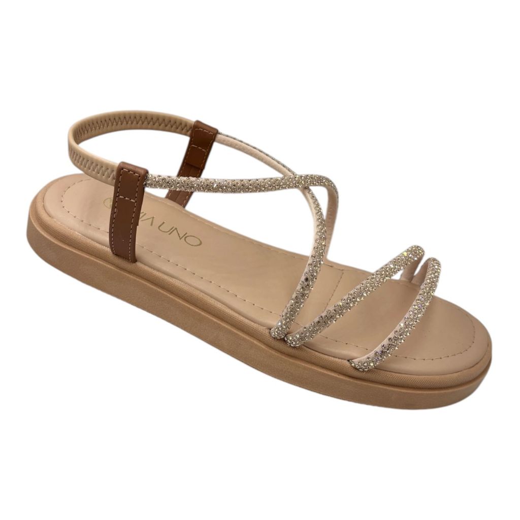 Sandália Papete Via Uno Original com NF Calce Fácil Elástico Brilhos Flatform Feminino 885061