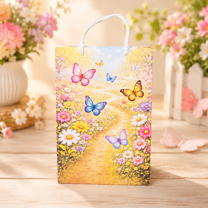Sacolinha Jardim Encantado - Jardim Borboletas - Personalizada Pegue e Monte | Lembrancinha Festa Infantil