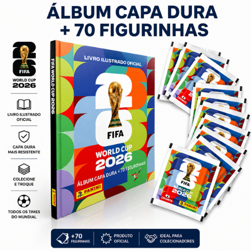 Album Capa Dura + 70 OU 35 Figurinhas Oficial Copa Do Mundo 2026 Panini Envio Imediato