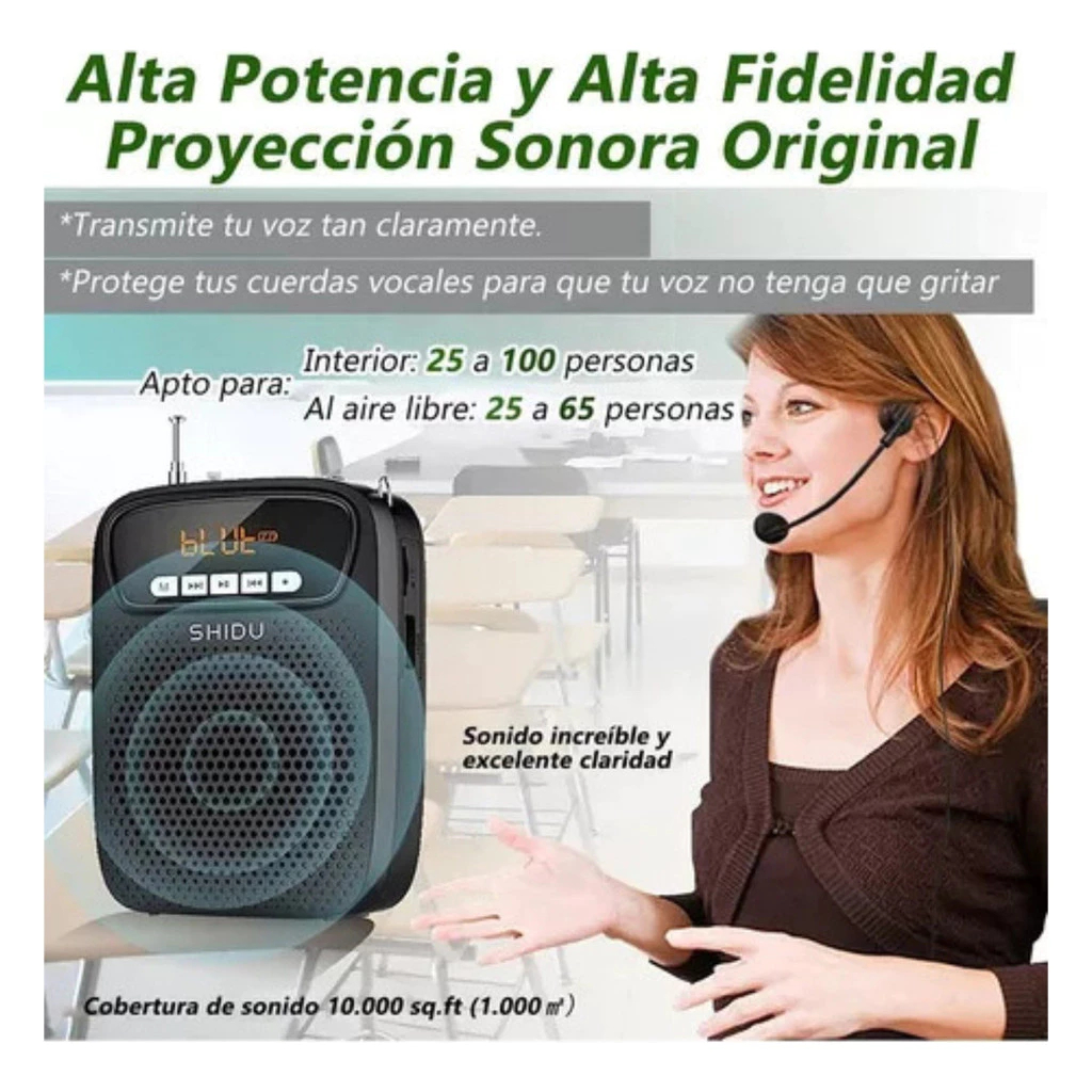 SHIDU Amplificador De Voz Portátil Microfone De Fone De Ouvido Mini PA Leve Com Fio Sistema Megafone Usável Suporta USB