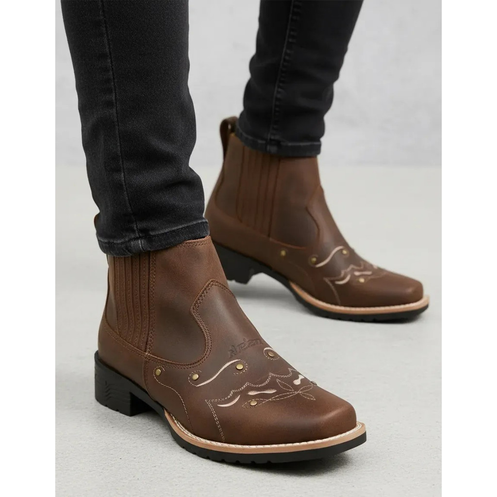 Botina Feminina Zebu Mustang Terra Bico Quadrado Original Para Mulheres Modernas
