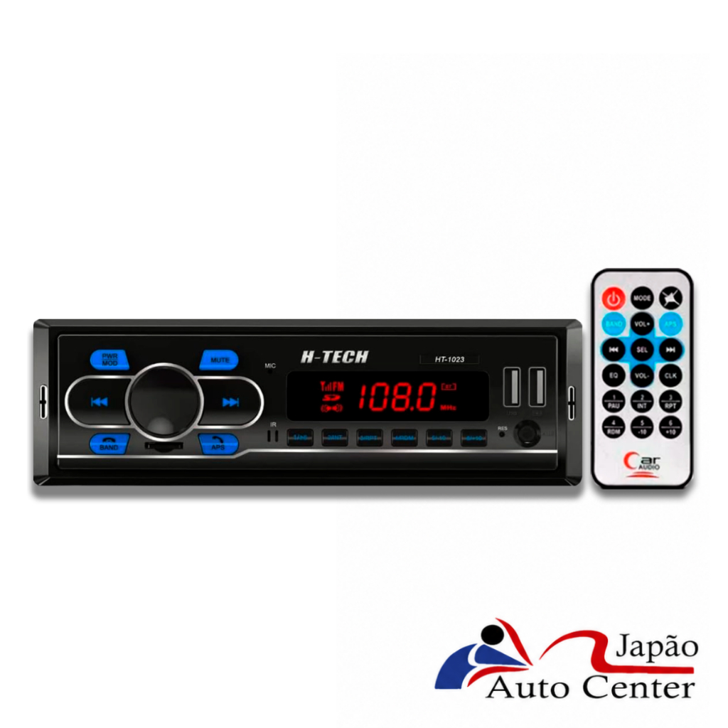 Som Automotivo MP3 Player Htech HT-1023. Conexão Bluetooth, Entrada USB, Sintonizador FM