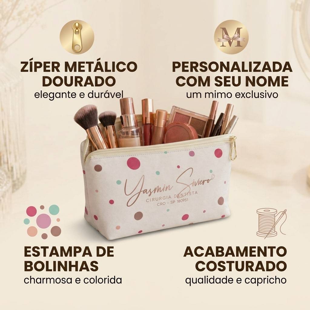 Kit Necessaire Feminina Personalizada Slim Com Nome Cores Ideal Para Lembrança — imagem 2 de 2