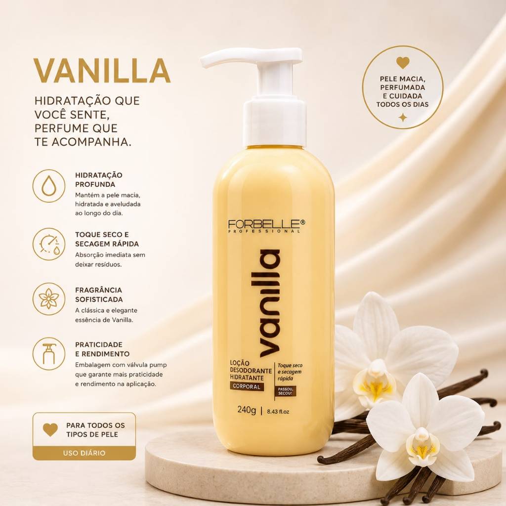 Loção Hidratante Corporal Vanilla Forbelle Professional - 240 mL